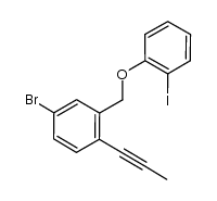 4-bromo-2-(2-iodo-phenoxy)methyl-1-(prop-1-ynyl)benzene结构式