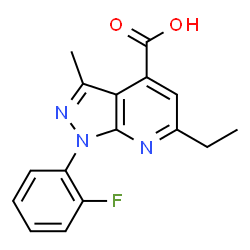 6-Ethyl-1-(2-fluorophenyl)-3-methyl-pyrazolo[3,4-b]pyridine-4-carboxylic acid structure