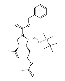 (2S,3S,4S)-3-(2-acetoxyethyl)-1-(benzyloxycarbonyl)-2-[[(tert-butyldimethylsilyl)-oxy]methyl]-4-isopropenylpyrrolidine Structure