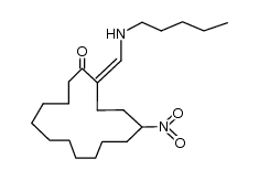 5-Nitro-2-[(pentylamino)methyliden]cyclopentadecanon结构式