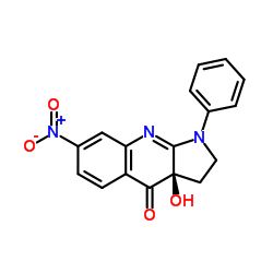 (3aR)-3a-Hydroxy-7-nitro-1-phenyl-1,2,3,3a-tetrahydro-4H-pyrrolo[2,3-b]quinolin-4-one structure