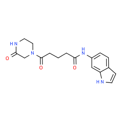 N-(1H-indol-6-yl)-5-oxo-5-(3-oxopiperazin-1-yl)pentanamide Structure