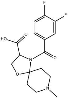 4-(3,4-difluorobenzoyl)-8-methyl-1-oxa-4,8-diazaspiro[4.5]decane-3-carboxylic acid structure