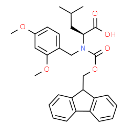 N-(((9H-芴-9-基)甲氧基)羰基)-N-(2,4-二甲氧基苄基)-L-亮氨酸结构式