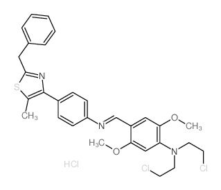 Benzenamine,N,N-bis(2-chloroethyl)-2,5-dimethoxy-4-[[[4-[5-methyl-2-(phenylmethyl)-4-thiazolyl]phenyl]imino]methyl]-,hydrochloride (1:1) picture