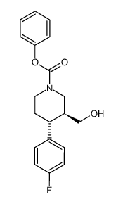 (3S,4R)-(-)-4-(4'-fluorophenyl)-3-hydroxymethyl-N-phenyloxycarbonylpiperidine结构式