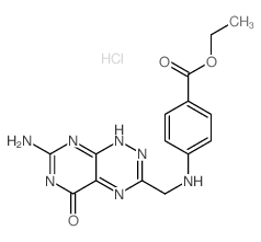 ethyl 4-[(9-amino-7-oxo-2,3,5,8,10-pentazabicyclo[4.4.0]deca-2,4,8,11-tetraen-4-yl)methylamino]benzoate structure