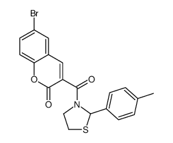 (9CI)-3-[(6-溴-2-氧代-2H-1-苯并吡喃-3-基)羰基]-2-(4-甲基苯基)-噻唑烷结构式