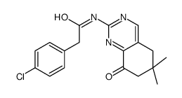 2-(4-chlorophenyl)-N-(6,6-dimethyl-8-oxo-5,7-dihydroquinazolin-2-yl)acetamide Structure
