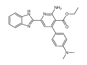 2-amino-6-(1H-benzoimidazol-2-yl)-4-(4-dimethylamino-phenyl)-nicotinic acid ethyl ester结构式