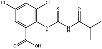 3,5-dichloro-2-[[[(2-methyl-1-oxopropyl)amino]thioxomethyl]amino]-benzoic acid结构式