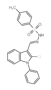 Benzenesulfonicacid, 4-methyl-, 2-[(2-chloro-1-phenyl-1H-indol-3-yl)methylene]hydrazide Structure