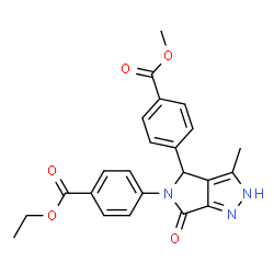 Ethyl methyl 4,4'-(3-methyl-6-oxo-2,6-dihydropyrrolo[3,4-c]pyrazole-4,5(4H)-diyl)dibenzoate Structure