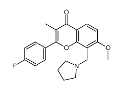 2-(4-fluorophenyl)-7-methoxy-3-methyl-8-(pyrrolidin-1-ylmethyl)chromen-4-one Structure