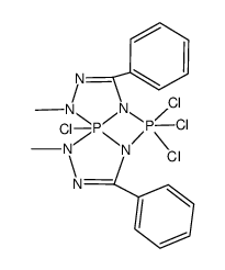 5,5,5,10-tetrachloro-1,9-dimethyl-3,7-diphenyl-9,10-dihydro-1H,5H-5l5,10l5-[1,3,2,4]diazadiphospheto[2,1-c:2,3-c']bis([1,2,4,3]triazaphosphole)结构式