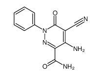4-Amino-5-cyan-6-oxo-1-phenyl-1,6-dihydropyridazin-3-carbonsaeureamid结构式