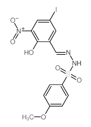 N-[(3-iodo-5-nitro-6-oxo-1-cyclohexa-2,4-dienylidene)methyl]-4-methoxy-benzenesulfonohydrazide结构式