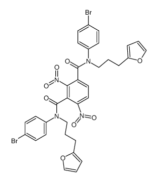 N1,N3-Bis-(4-bromo-phenyl)-N1,N3-bis-(3-furan-2-yl-propyl)-2,4-dinitro-isophthalamide Structure