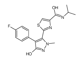 2-[4-(4-fluorophenyl)-2-methyl-5-oxo-1H-pyrazol-3-yl]-N-propan-2-yl-1,3-thiazole-4-carboxamide结构式