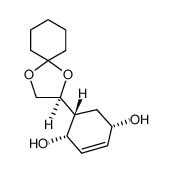 (1S,4S,5R)-5-[(2S)-1,4-dioxa-spiro[4.5]dec-2-yl]-cyclohex-2-ene-1,4-diol Structure