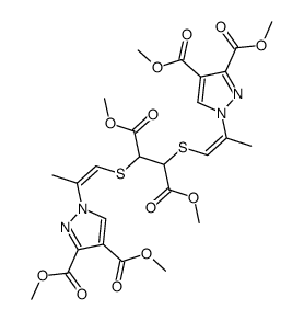 dimethyl 2,3-bis(2'-(3'',4''-bismethoxycarbonyl-1''-pyrazolyl)-propenylthio)succinate结构式