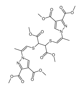 dimethyl 2,3-bis(2'-(3'',4''-bismethoxycarbonyl-1''-pyrazolyl)-propenylthio)succinate Structure