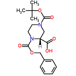 (R)-4-叔丁氧羰基-1-苄氧羰基-2-哌嗪羧酸结构式