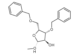 (3R,4R,5R)-4-(benzyloxy)-5-(benzyloxymethyl)-2-methoxytetrahydrofuran-3-ol结构式