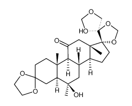 (20Ξ)-3,3-ethanediyldioxy-6β-hydroxy-6α-methyl-17,20,20,21-bis-methylenedioxy-5α-pregnan-11-one结构式