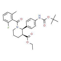 3-​Piperidinecarboxylic acid, 2-​[4-​[[(1,​1-​dimethylethoxy)​carbonyl]​amino]​phenyl]​-​1-​(2-​fluoro-​6-​methylbenzoyl)​-​, ethyl ester, (2R,​3S)​- structure