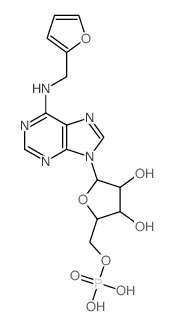 [5-[6-(2-furylmethylamino)purin-9-yl]-3,4-dihydroxy-oxolan-2-yl]methoxyphosphonic acid structure