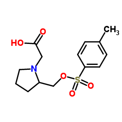 [2-({[(4-Methylphenyl)sulfonyl]oxy}methyl)-1-pyrrolidinyl]acetic acid结构式