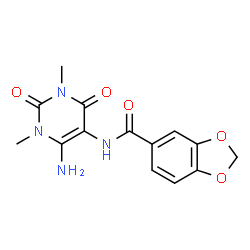 1,3-Benzodioxole-5-carboxamide,N-(6-amino-1,2,3,4-tetrahydro-1,3-dimethyl-2,4-dioxo-5-pyrimidinyl)-结构式