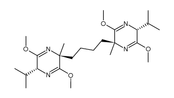 1,4-bis[(2R,5S)-2,5-dihydro-3,6-dimethoxy-2-isopropyl-5-methylpyrazin-5-yl]butane结构式