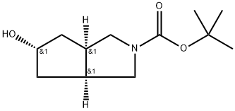 (3aR, 5S, 6aS)-tert-butyl 5-hydroxyhexahydrocyclopenta[c]pyrrole-2(1H)-carboxylate structure