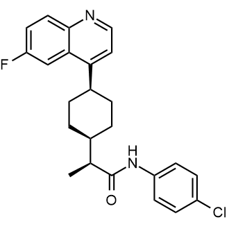 (2S)-N-(4-Chlorophenyl)-2-[cis-4-(6-fluoro-4-quinolyl)cyclohexyl]propanamide structure