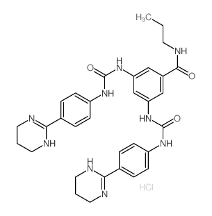 Benzamide,N-propyl-3,5-bis[[[[4-(1,4,5,6-tetrahydro-2-pyrimidinyl)phenyl]amino]carbonyl]amino]-,hydrochloride (1:2) picture