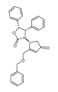 (4S,5R)-3-((S)-2-((benzyloxy)methyl)-4-oxocyclopent-2-en-1-yl)-4,5-diphenyloxazolidin-2-one Structure