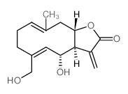 Cyclodeca[b]furan-2(3H)-one,3a,4,7,8,11,11a-hexahydro-4-hydroxy-6-(hydroxymethyl)-10-methyl-3-methylene-,(3aS,4R,5Z,9E,11aS)- (9CI) Structure