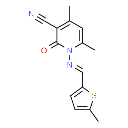 4,6-dimethyl-1-{[(5-methyl-2-thienyl)methylene]amino}-2-oxo-1,2-dihydro-3-pyridinecarbonitrile结构式