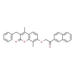 3-benzyl-4,8-dimethyl-7-(2-naphthalen-2-yl-2-oxoethoxy)chromen-2-one结构式