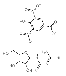 1-(diaminomethylidene)-3-[3,4-dihydroxy-5-(hydroxymethyl)oxolan-2-yl]urea; 2,4,6-trinitrophenol Structure