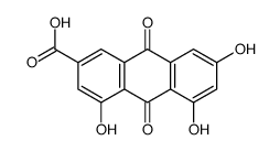 4,5,7-Trihydroxy-9,10-dioxo-9,10-dihydro-2-anthracenecarboxylic a cid结构式