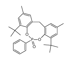 4,8-di-tert-butyl-2,10-dimethyl-6-phenyl-12H-dibenzo[d,g][1,3,2]dioxaphosphocine 6-oxide结构式