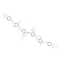 tetrasodium 4,4'-bis[[2-methoxy-5-methyl-4-[(4-sulphonatophenyl)azo]phenyl]azoxy]stilbene-2,2'-disulphonate Structure