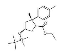 (1S,2S,4R)-4-(tert-butyl-dimethyl-silanyloxy)-2-methyl-2-p-tolyl-cyclopentanecarboxylic acid ethyl ester Structure