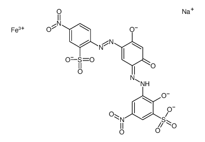 sodium [3-[[2,4-dihydroxy-5-[(4-nitro-2-sulphophenyl)azo]phenyl]azo]-2-hydroxy-5-nitrobenzene-1-sulphonato(4-)]ferrate(1-) structure