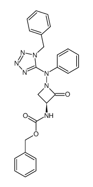 benzyl <1-<(1-benzyl-1H-tetrazol-5-yl)-(phenyl)amino>-2-oxo-3(S)-azetininyl>carbamate结构式