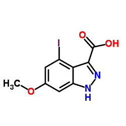 4-IODO-6-METHOXY-3-(1H)INDAZOLE CARBOXYLIC ACID结构式