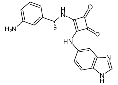 3-(1H-benzimidazol-5-ylamino)-4-[(R)-1-(3-aminophenyl)ethyl-amino]cyclobut-3-ene-1,2-dione结构式